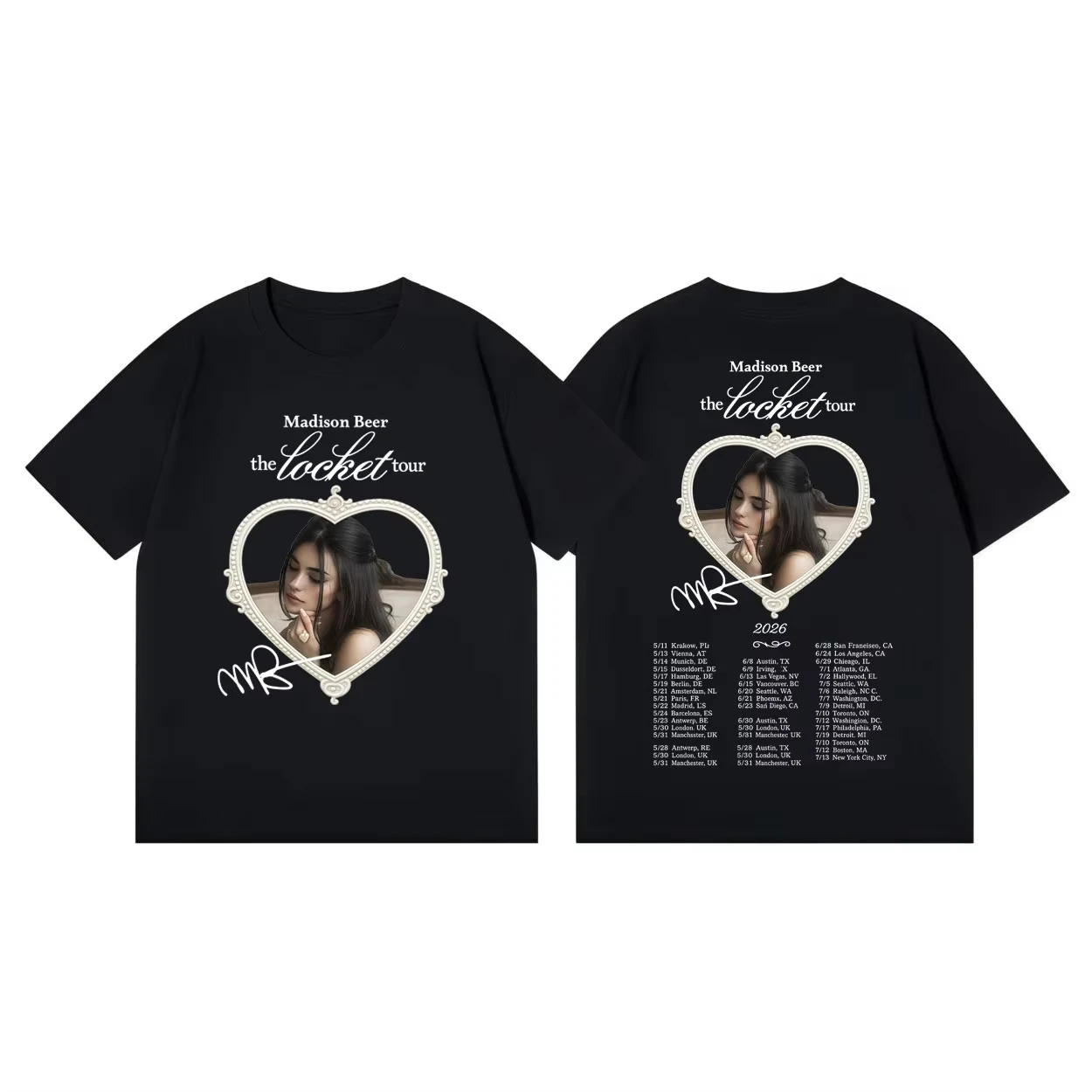 Madison Beer The Locket 2026 World Tour Merch T-Shirt, Unisex Pop Fashion Music Short Sleeve Tee, Summer Casual Loose Cotton Top