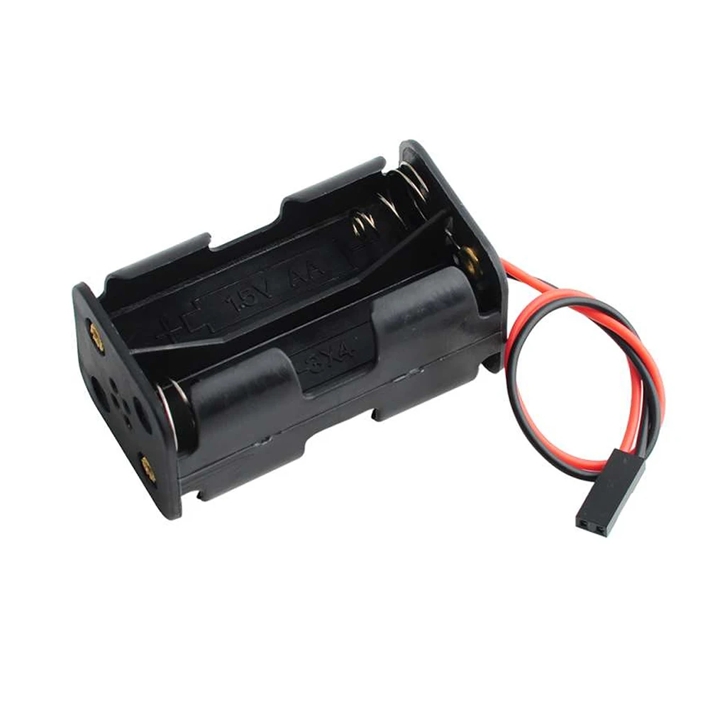 Boîtier de support de batterie avec connecteur JR, boîte de rangement pour testeur de servo RC, 4 cellules, 6V, AA, bricolage, 4 pièces