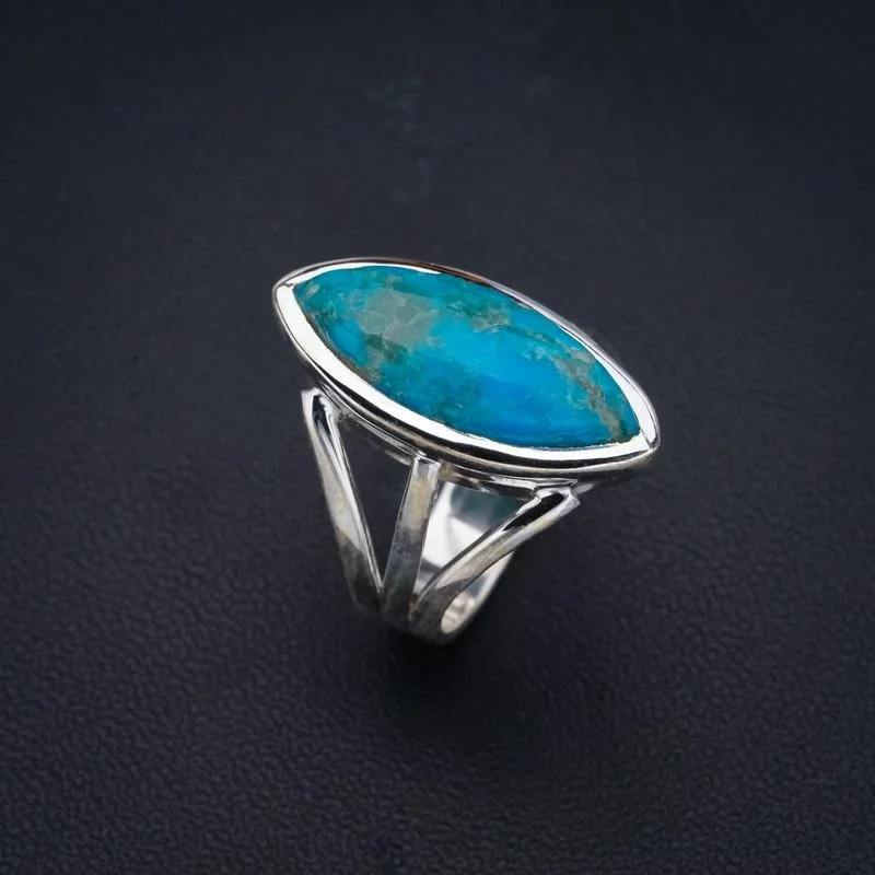 StarGems Turquoise  Handmade 925 Sterling Silver Ring 6.25 F2369