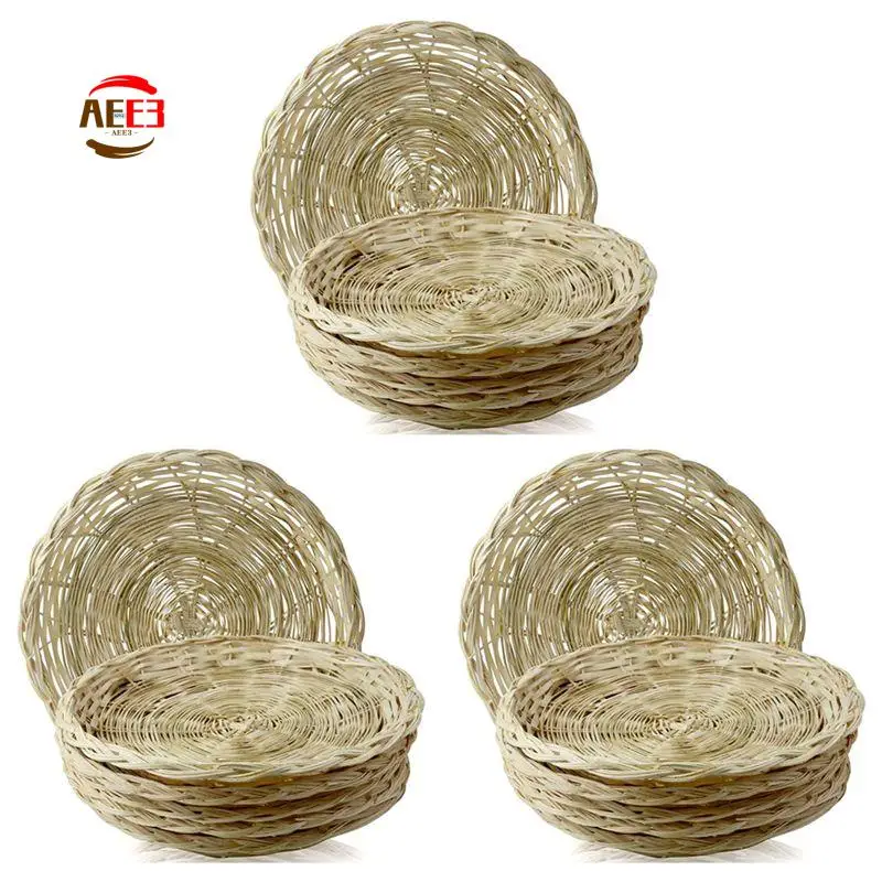 AEE3-15 Pcs Bamboo Paper Plate Holder - 10 Inch Round Woven Plate Holder, Reusable Paper Plate Holders For Picnic Party