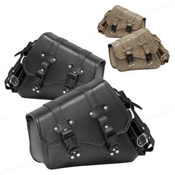 Retro fashion buckle water bottle bag saddle bag storage bag side travel tool bag waterproof PU leather motorcycle universal