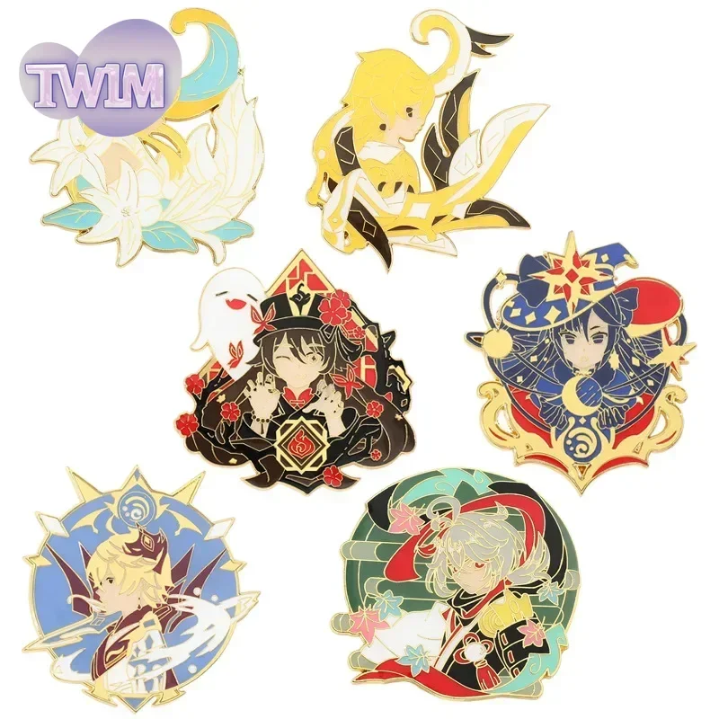 Anime Genshin Impact Yae Miko Yun Jin Pins Brooch Albedo Arataki Itto Gorou Shenhe Figure Enamel Badge Brooches Lapel Pin Gift