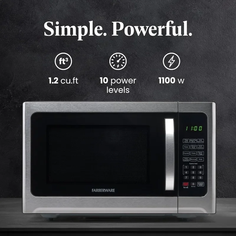 Farberware Countertop Microwave 1100 Watts, 1.2 cu ft - Microwave Oven With Grill Functionality and Child Lock - Perfect