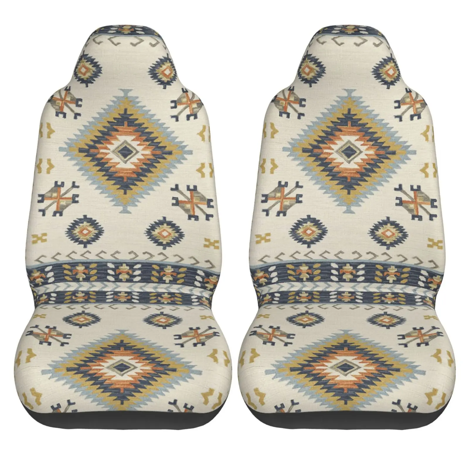 Bohemian Aztec Geometric Pattern  Car Seat Covers 2 Pcs Front Seat Protector Bucket Seat Covers Universal Auto Accessories