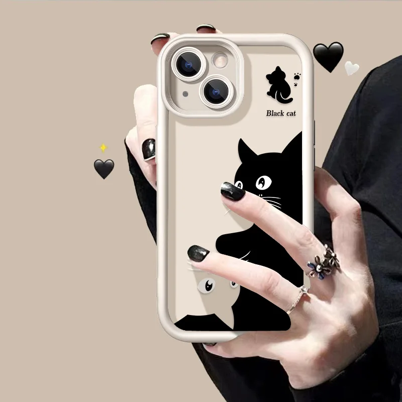 Camera Lens Protection Phone Case For iPhone 14 Pro Max Case iPhone 13 15 12 11 Pro Max XR XS 7 8 Plus SE Candy Color Cat Cover