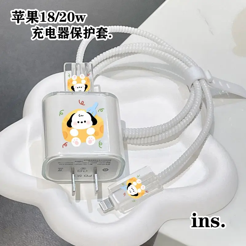 

Sanrio anime cartoon cute pacha dog apple 12 data cable protective cover 13 suitable for 14 plus fast charge 20w charger head