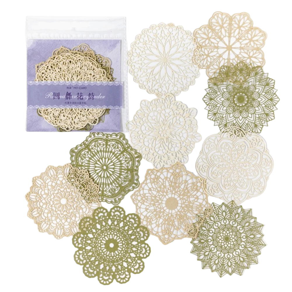 10pcs/Pack Vintage Lace Paper Hollow Out Texture Cutout Design Craft Paper Pack Butterfly Shape DIY Handmade