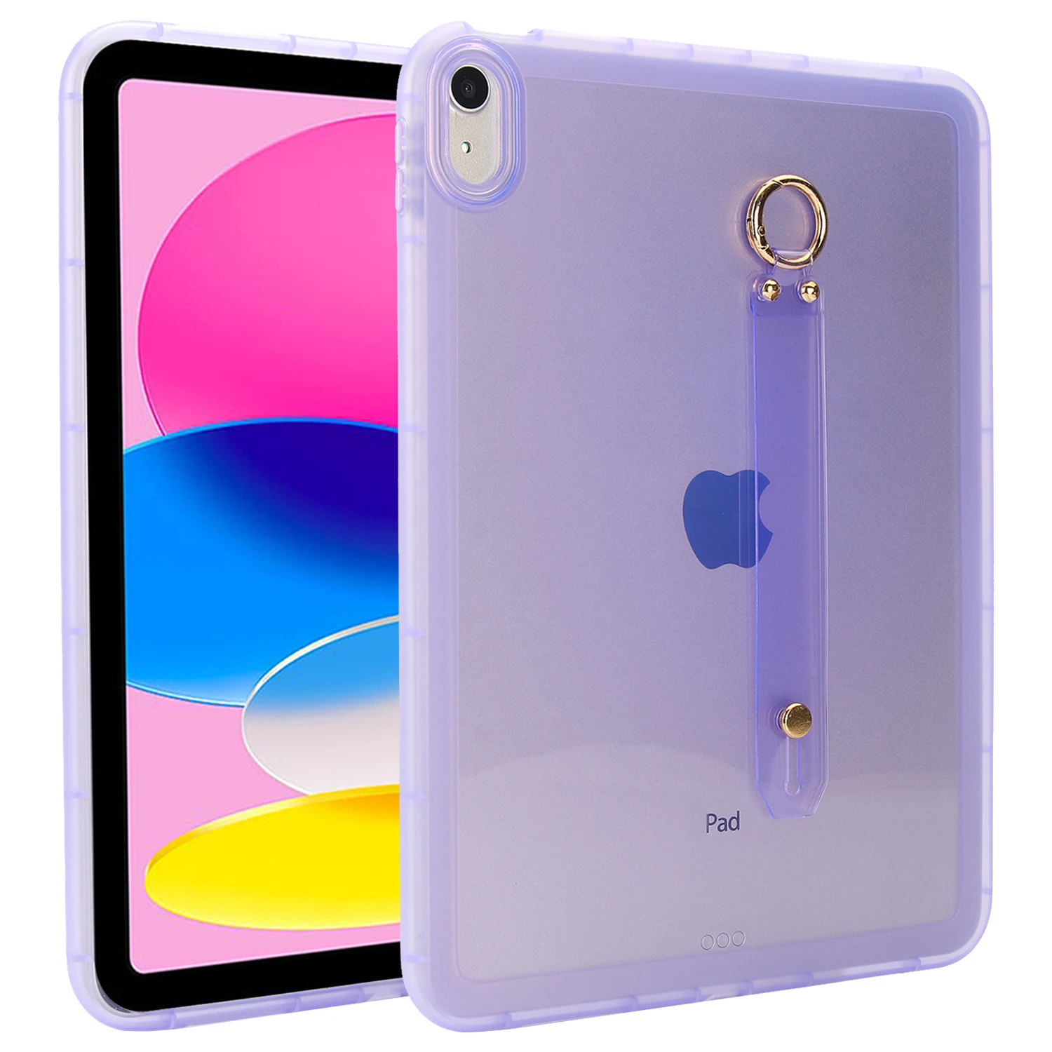 

For iPad (2025) / 10.9 (2022) Case Shockproof TPU Tablet Cover with Wristband - Purple