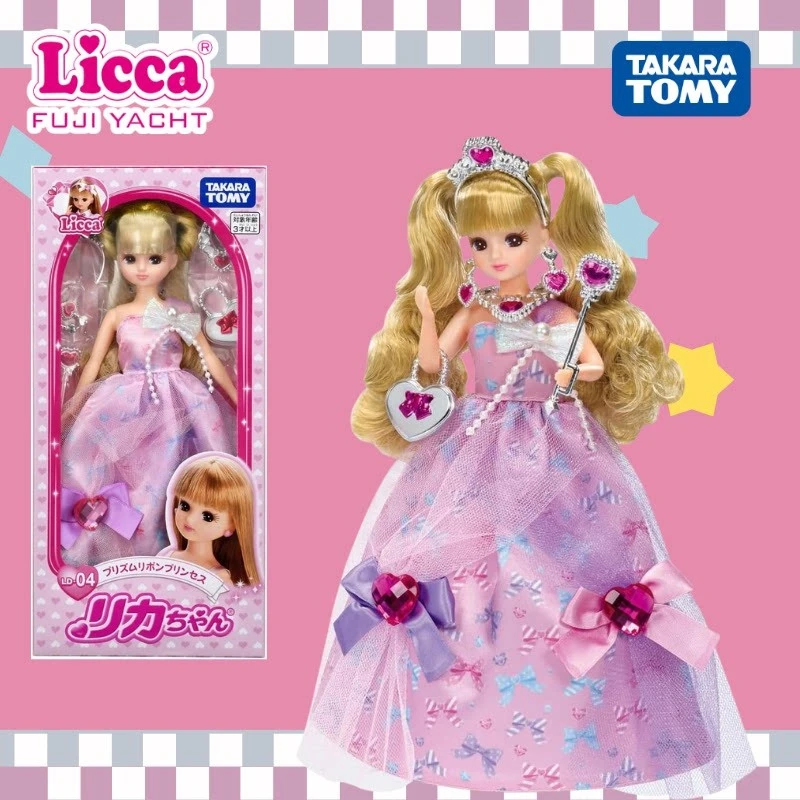 Genuine Takara TOMY Licca Pink Butterfly Princess Dress Up Doll Sweet Princess Pretend Play Fashion Doll Gift Box Ornament Gift