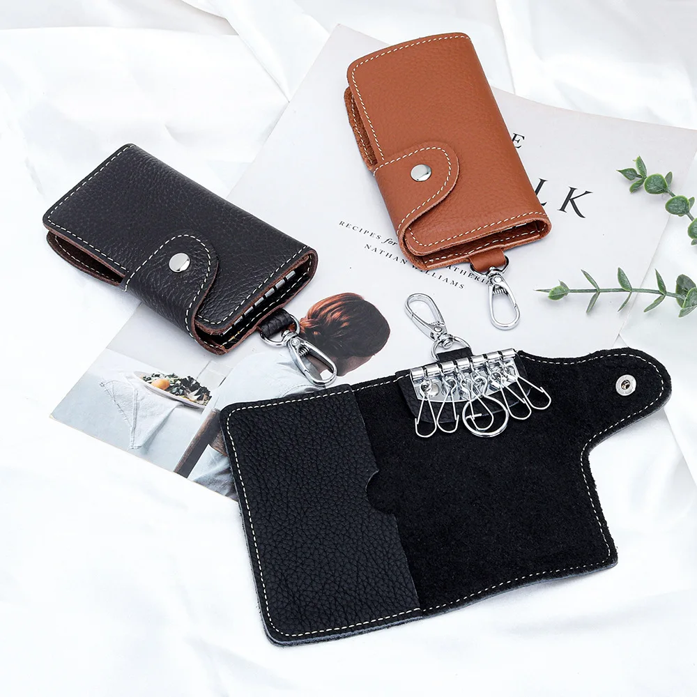 

2025 Hot Genuine Leather Retro Waist Keychain Pouch 2025 New Multifunctional Unisex Home Organizer Wallet