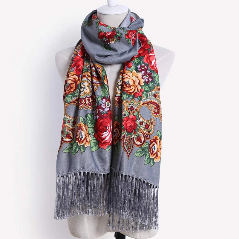 2024 Print Shawls Female Designer Women Winter Scarf Pashmina Flower Bufandas Foulard Warm Hijab Wraps Travel Stoles