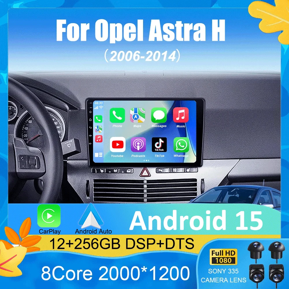 

Автомобильный радиоприемник Android 15 Carplay Auto для Opel Astra H 2006 2007 2008-2014 GPS-навигация Видеоплеер 2 Din Стерео DVD Мультимедиа