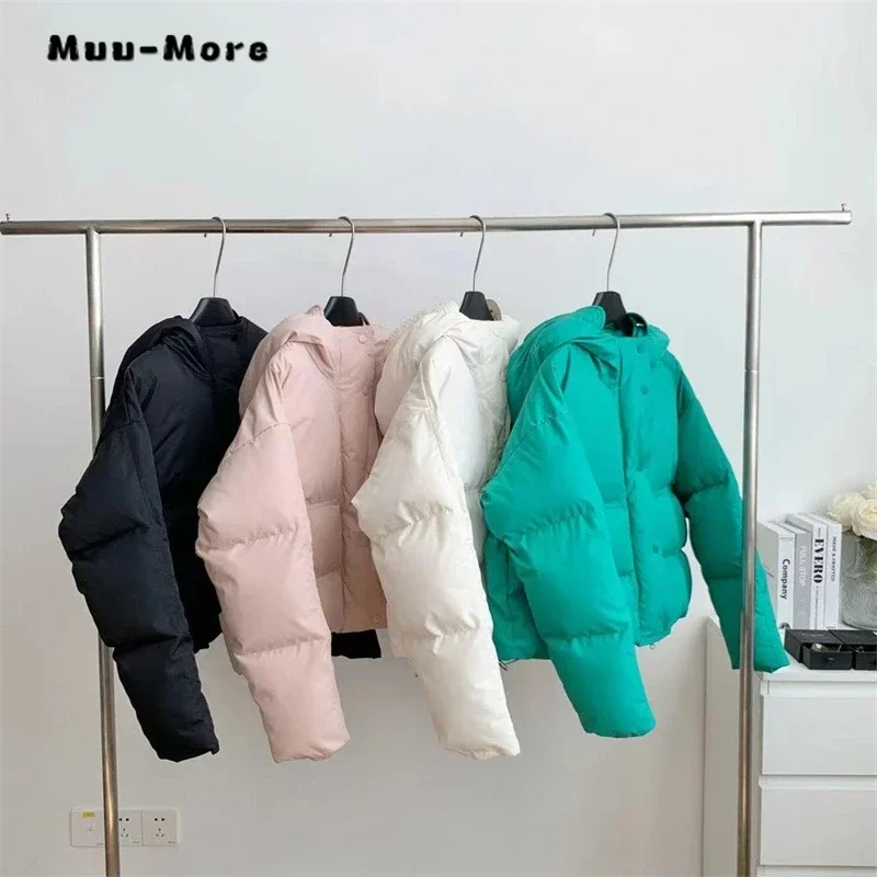 Women Casual Elegant Office Lady Style Sheath Parkas Long Sleeve Single Breasted Jacket 2023 Winter Hooded Warm Solid Chic Coat