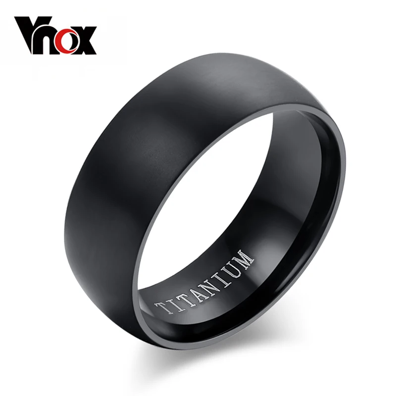 Vnox (Wholesale) 100% Titanium Rings Men 8mm Cool Black Jewelry Wedding Engagement Male