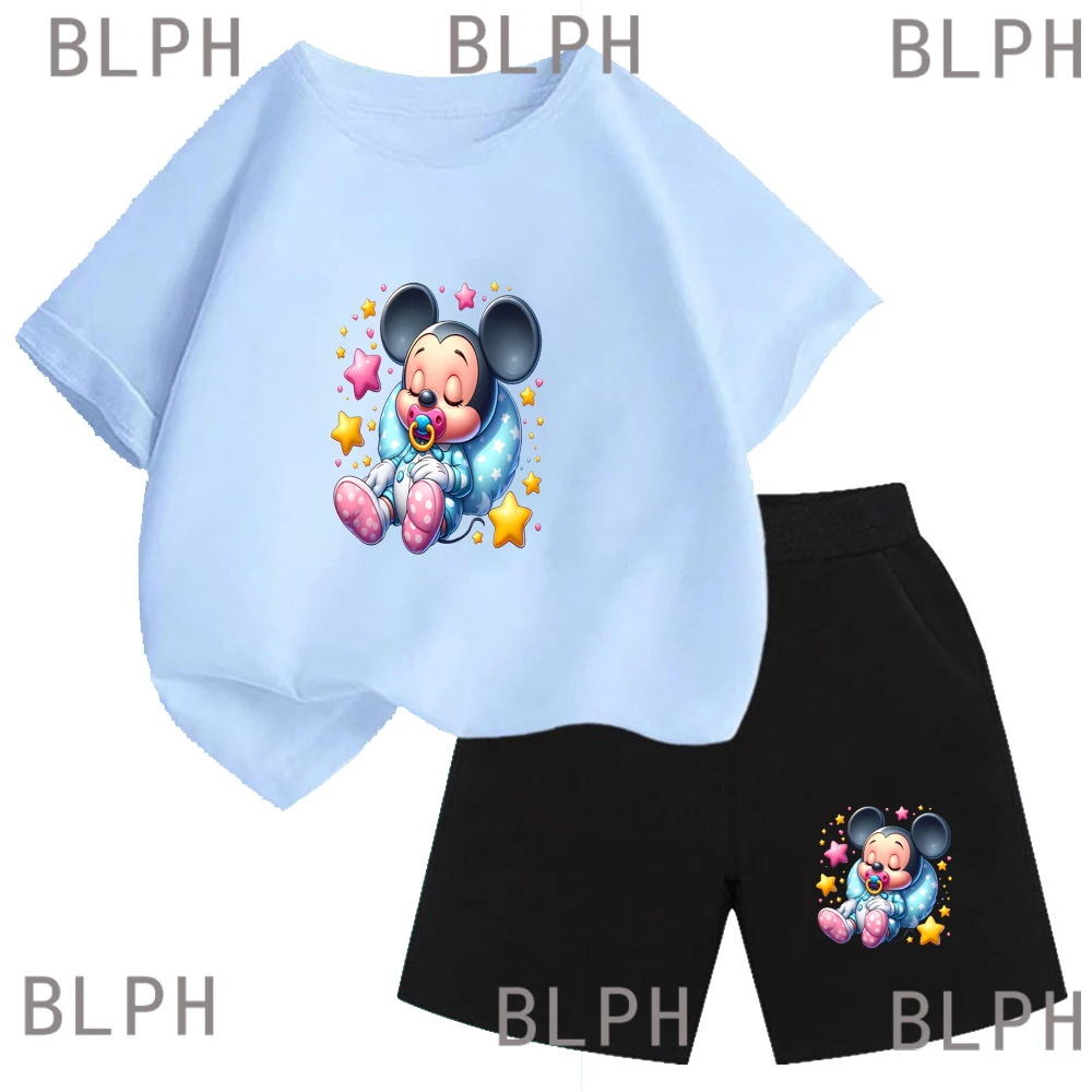 

Disney Mickey Children's Set Summer Quick-drying T-shirt Shorts Parent-child Mickey Mouse Two-piece Set