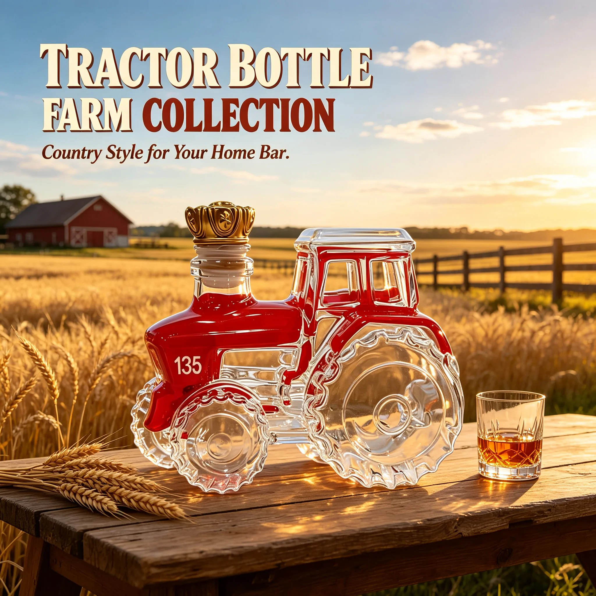 Collectible Tractor Whiskey Decanter 135 Model Farm Themed Glass Liquor Bottle For Farmers Bar Enthusiasts Home Pub Display Gift