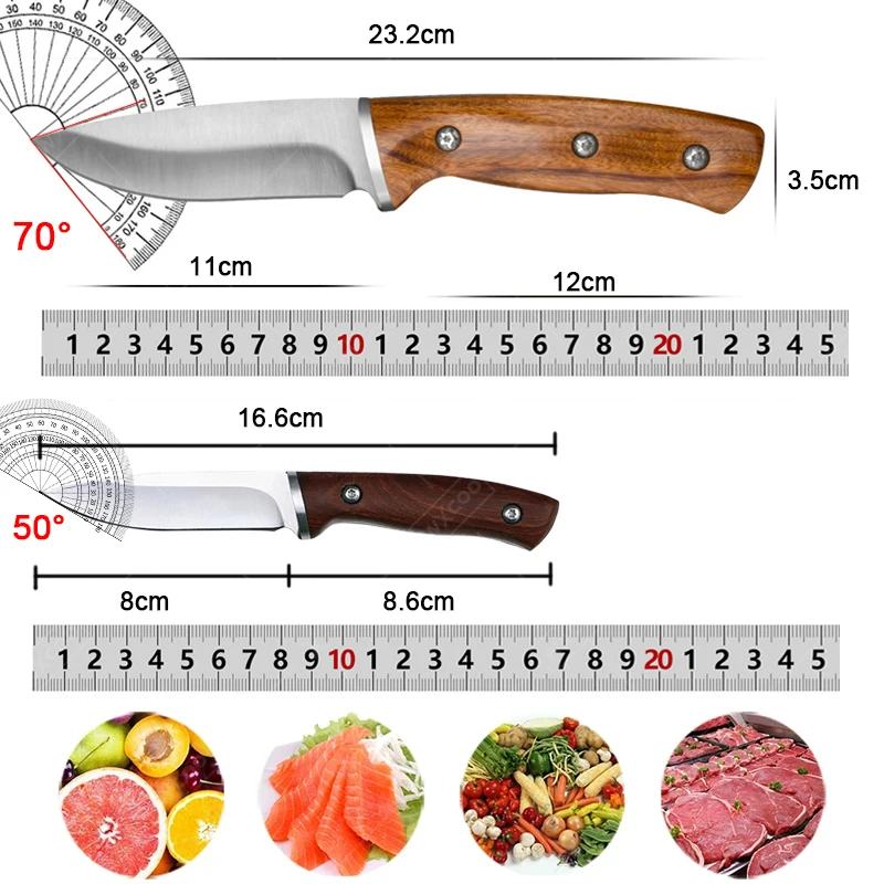 Professional Kitchen Knives Meat Cleaver Stainless Steel Pocket Boning Knife Fruit Knife Butcher Vegetable Slicing with Sheath