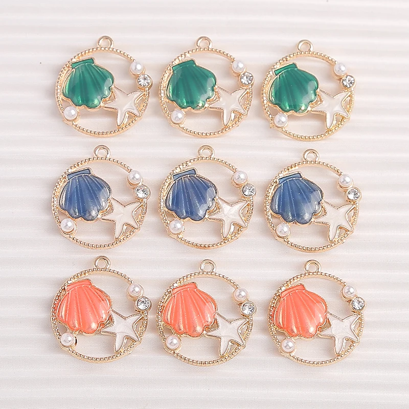 10 sztuk/partia Mix emalia życie morskie Charms do tworzenia biżuterii rozgwiazda muszla perła Charms wisiorki dla DIY naszyjniki kolczyki prezenty — zdjęcie 4