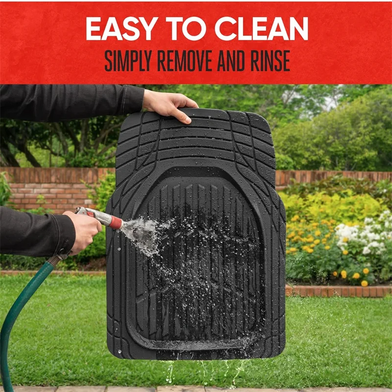 SET/3pcs Universal Car Floor Mats-Deep Dish Heavy Duty Rubber Floor Mats for Car SUV Truck & Van-All Weather Protection 6