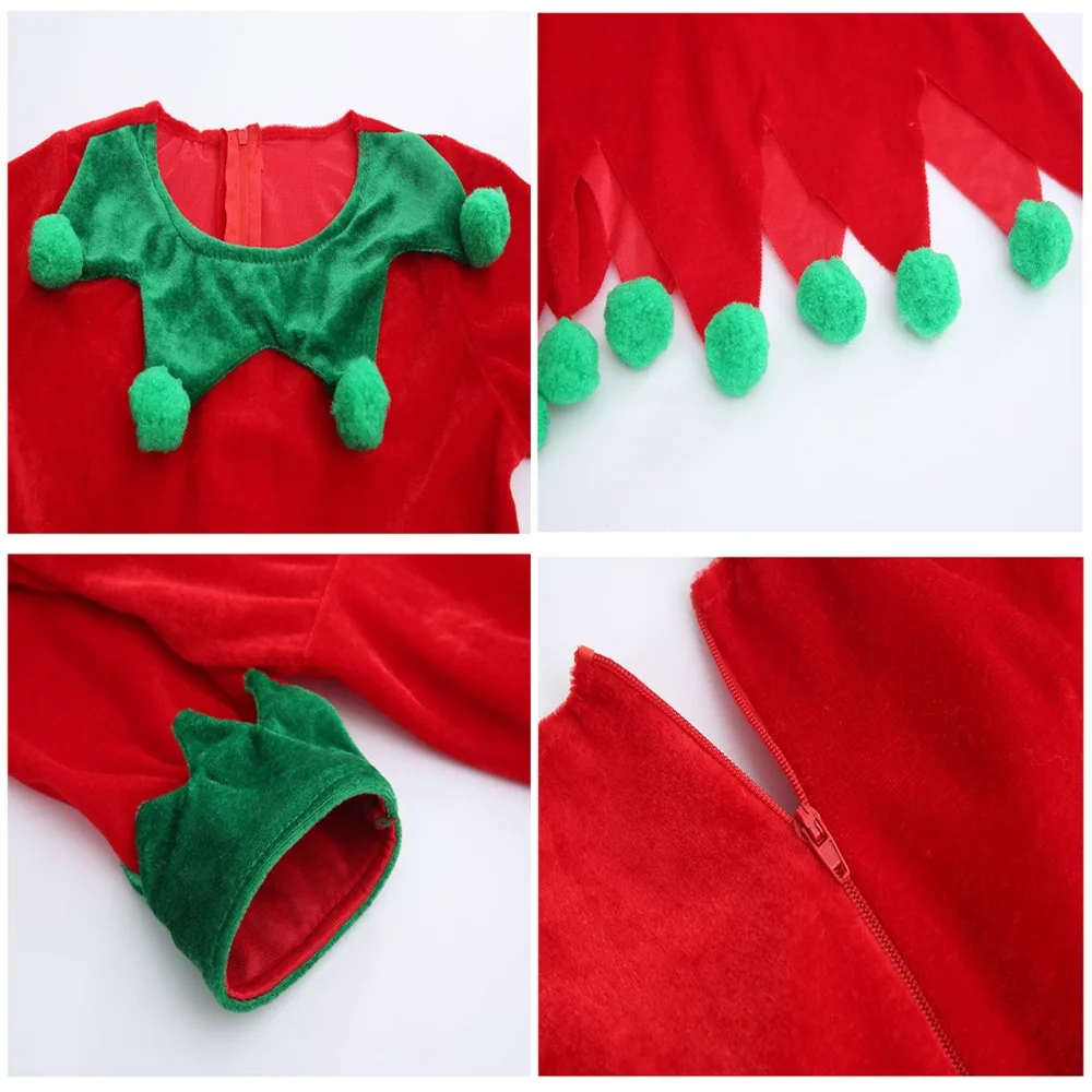 Hot Sale Kid Adult Christmas Elf Costume Christmas Dress Up Green Elf Cosplay Clothing Performance Clothing New Year