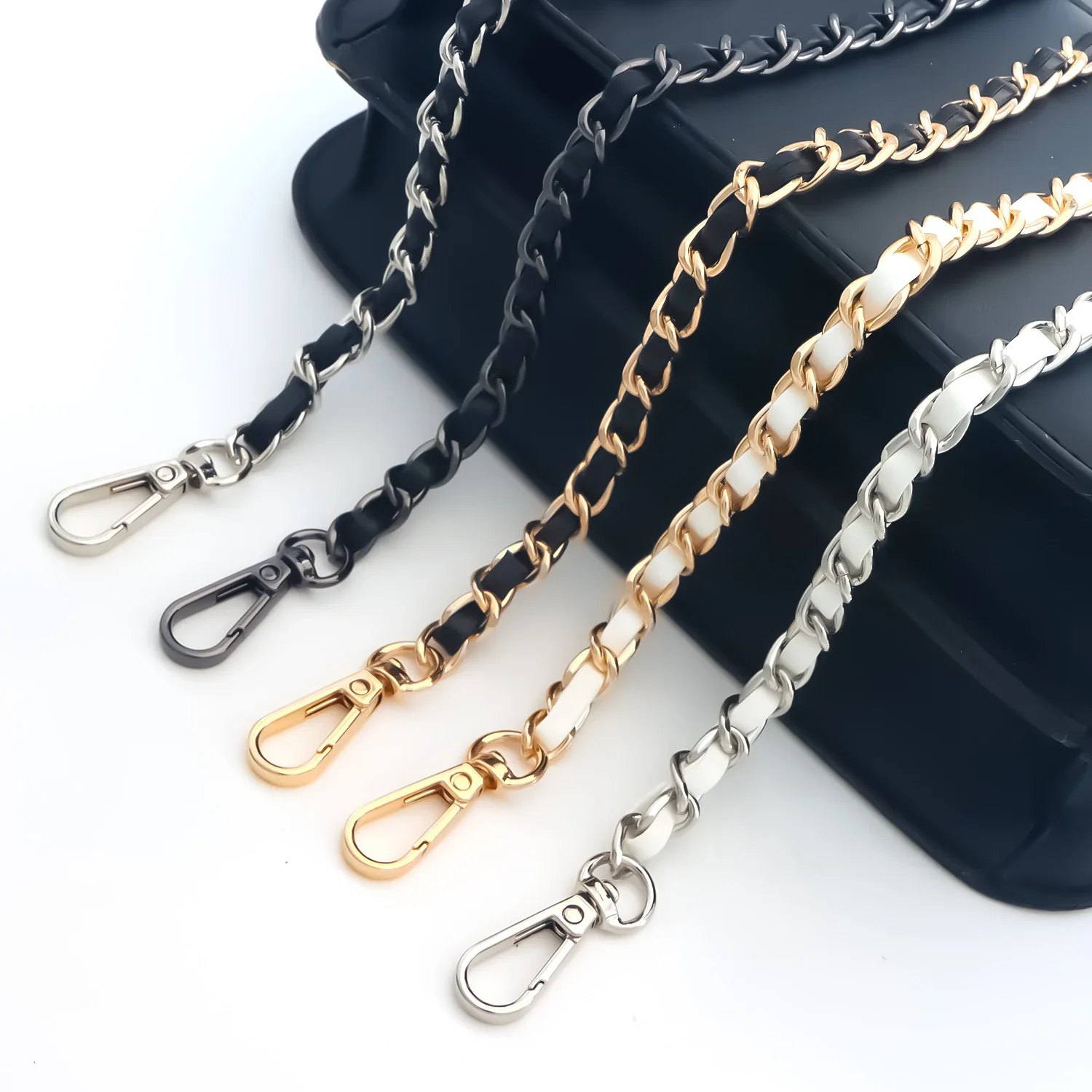 47in PU Leather Flat Chain Strap Handbag Chains Purse Straps Shoulder Cross Body Replacement Strap DIY Purse Making image 5