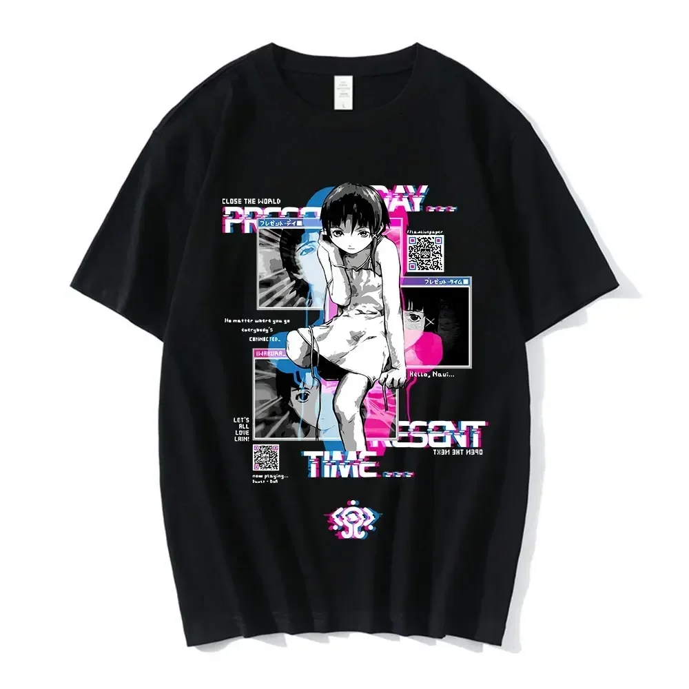 Anime Serial Experiments Lain T-Shirt Men Women Graphic T Shirts Unisex Iwakura Manga Girl Sci Fi Short Sleeve Tee Unisex Tops