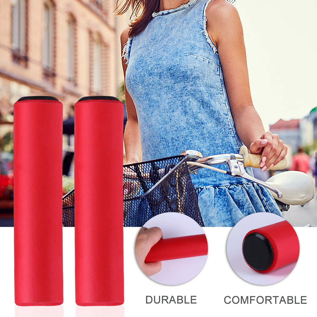 

1Set Bicycle Handlebar Grips Anti-Slip Durable Silicone Material Easy to Install and Women Bike Handlebar Covers