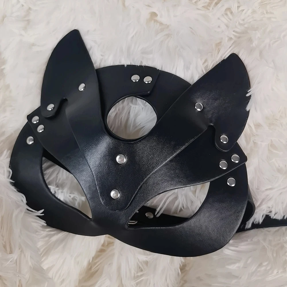 Halloween Cosplay Fox Mask for Women PU Leather Cat Half Face Masks Party Masquerade Sexy Costume Adult Game Toys Supplies