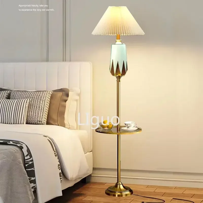 

Retro pleated floor lamp living room study Nordic personalized bedroom dining room bedside intelligent atmosphere Table lamp