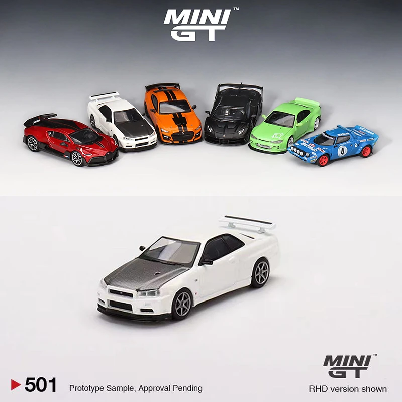 MINI GT 1:64 Model Car Skyline GT-R (R34) V-Spec II N1Alloy Sport Vehicle #501 RHD