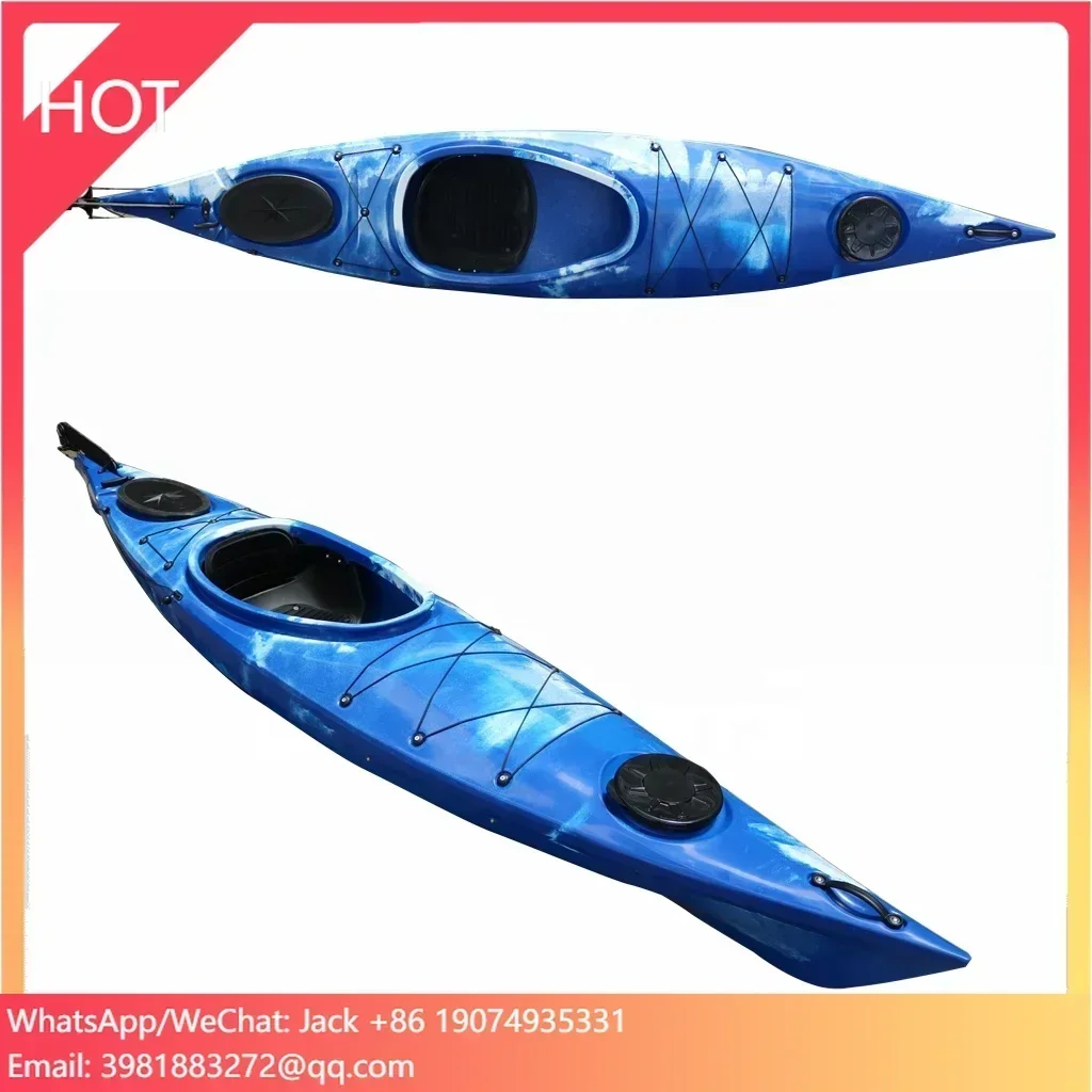 

Factory Vicking Lldpe Plastic Nice Price 11.5 FT Single Person Sit In Sea Ocean Kayak With Rudder System