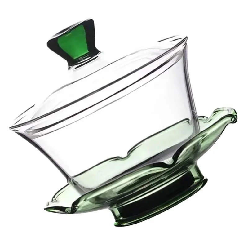 AWAH Glass Tureen Teacup Transparent Chinese Style Tea Cup 1 Set For Home Office Household Tea Brewing Cup Tureen Teacup