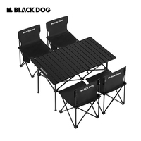 Naturehike BLACKDOG Camping Table Chair Set 1 Table 4 Chairs Carbon Steel Bracket Foldable Portable Outdoor Picnic Table Chairs