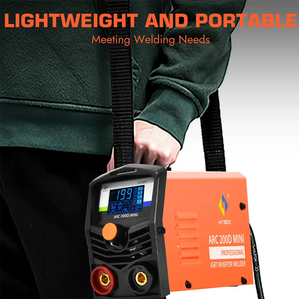 HITBOX MINI Protable 2 in 1 Welding Machine ARC MMA LIFT TIG Welder ARC200D IGBT Inverter LED Digital Display for Home DIY