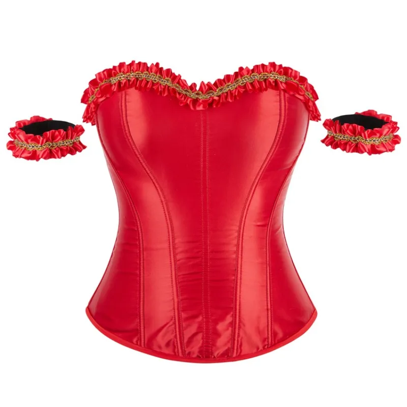 

Vintage Red Satin Corset Push Up Top Overbust Victorian Corsets and Bustiers Plus Size Backless Corsets for Women Fashion
