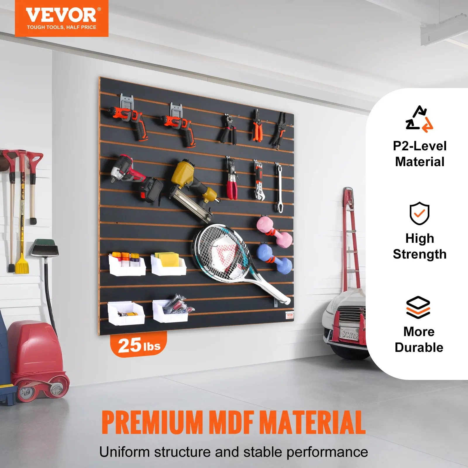 

Slatwall Panels, 4 Ft X 2 Ft Black Garage Wall Panels , Heavy Duty Garage Wall Organizer Panels Display For Retail Store,