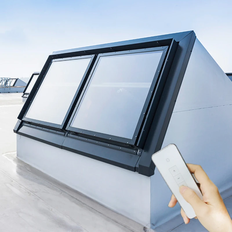 House Skyview Automatic Flat Roof Window Smart Aluminum Frame Skylights Windows