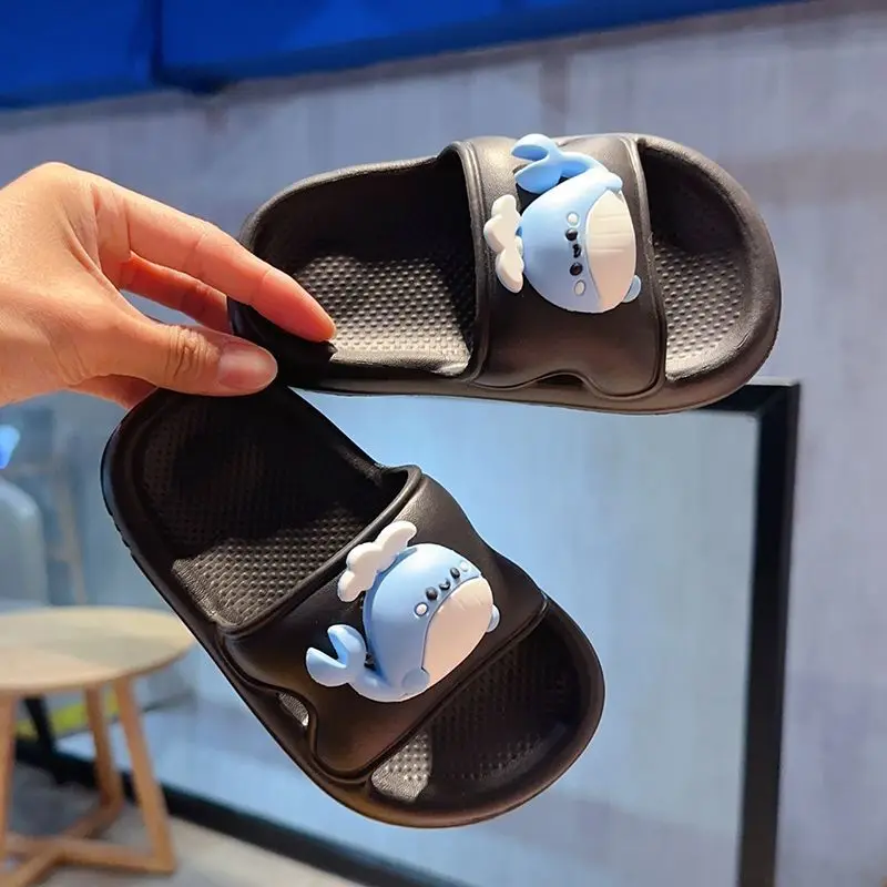 

3D Whale EVA Kids Flip Flops Soft Cushioned Non Slip Beach Slippers for Boys Girls Odor Resistant Cloud Comfort Summer Outdoor