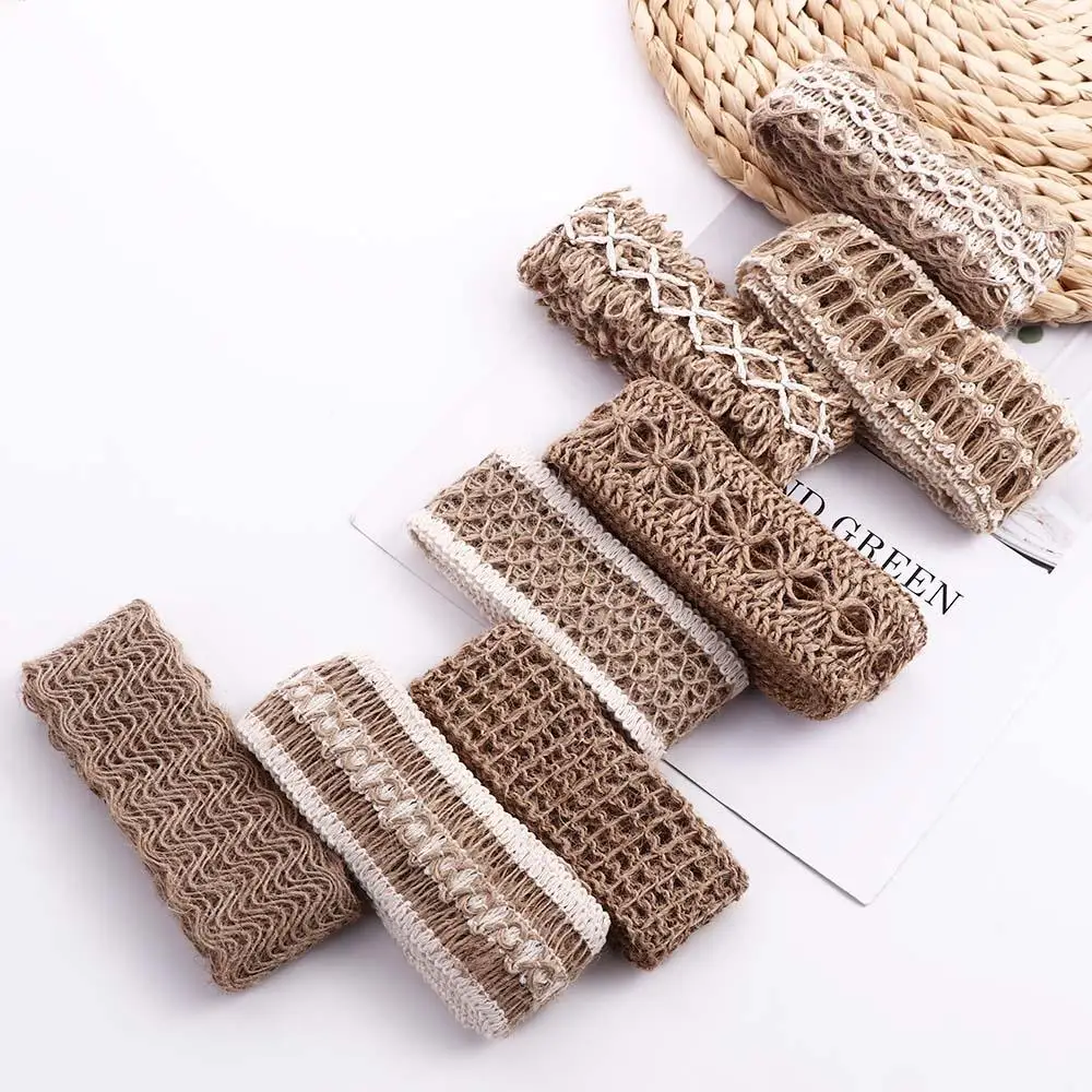 

Vintage 3.5-5cm Crafts DIY Scrapbook Woven Lace Home Ornament Hemp Rope Wedding Party Supplies Jute Ribbon Burlap Roll