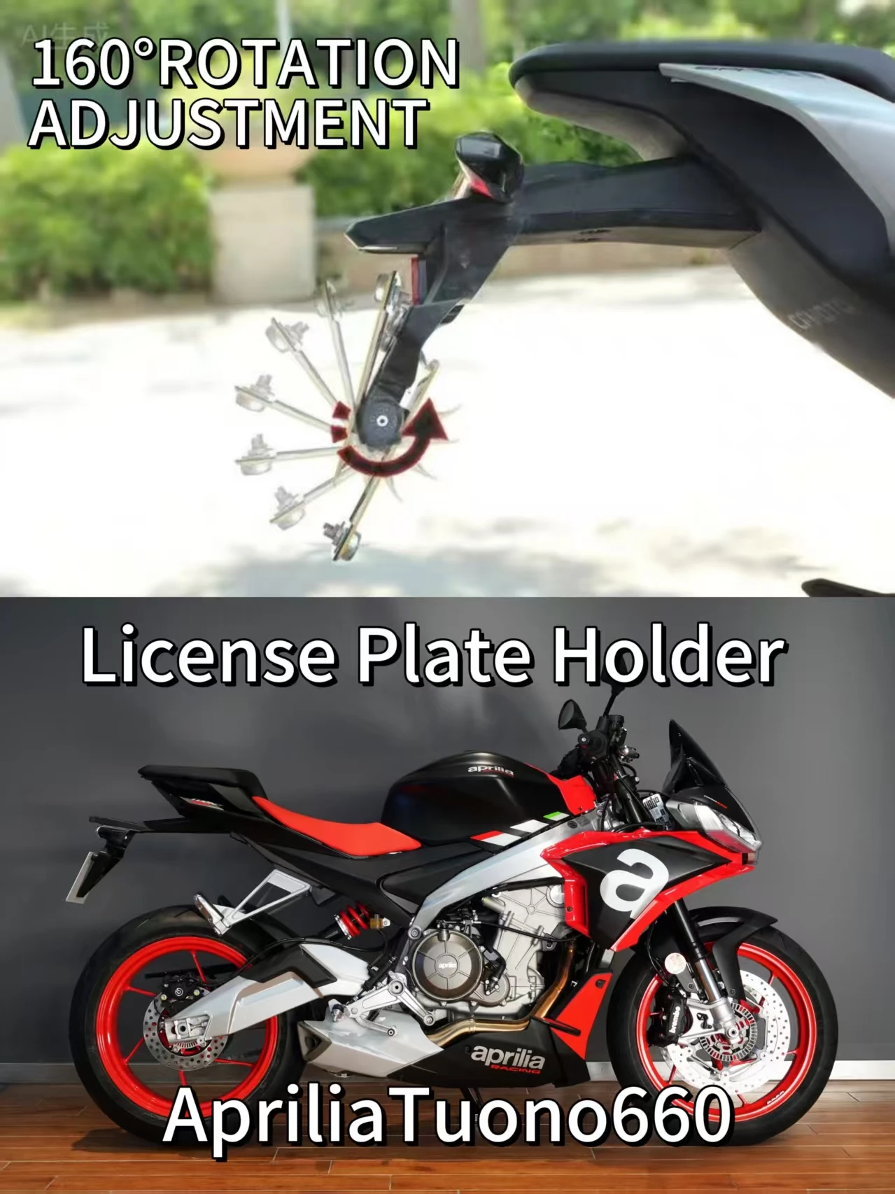 

Регулируемый переключатель номерного знака премиум-класса для номерного знака, кронштейн для номерного знака без усилий, рамка для ApriliaTuono660