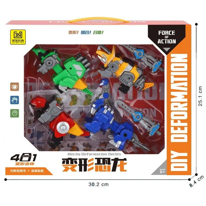 4-in-1 Anime Figuren Transformatie Robot Speelgoed DIY Plastic Model Geschenken Kinderspeelgoed voor Jongens Kerstcadeaus Verjaardagsgasten Geschenken