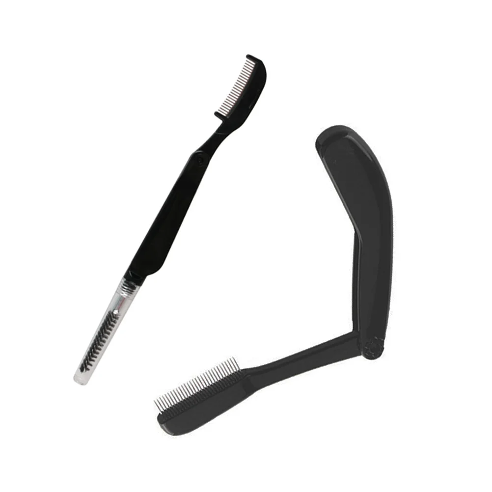 2 個眉毛コームセットステンレス鋼ファインピン折りたたみポータブルグルーミングツール女性のための眉毛ブラシ化粧ブラシ
