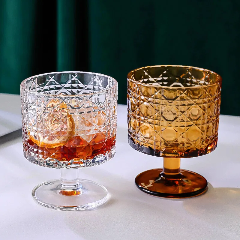 Elegant Tall Glass Coffee Cup for Iced Americano Fruit Tea Wine High Quality Drinkware