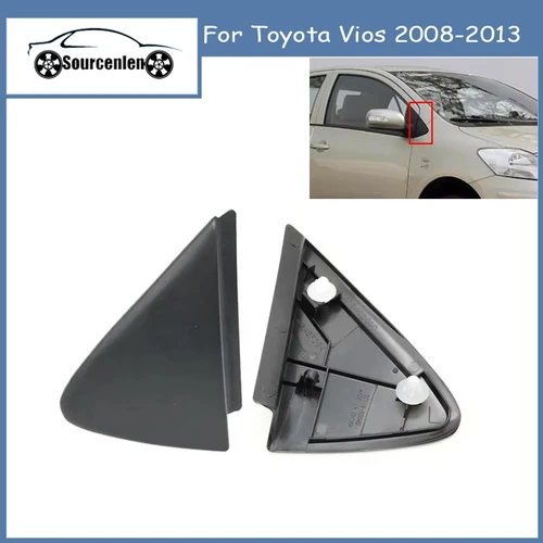 Tapa de moldura de esquina de Pilar delantero de coche, cubierta embellecedora de placa triangular para espejo retrovisor para Toyota Vios 2008-2013 601170 D090 601180 D090