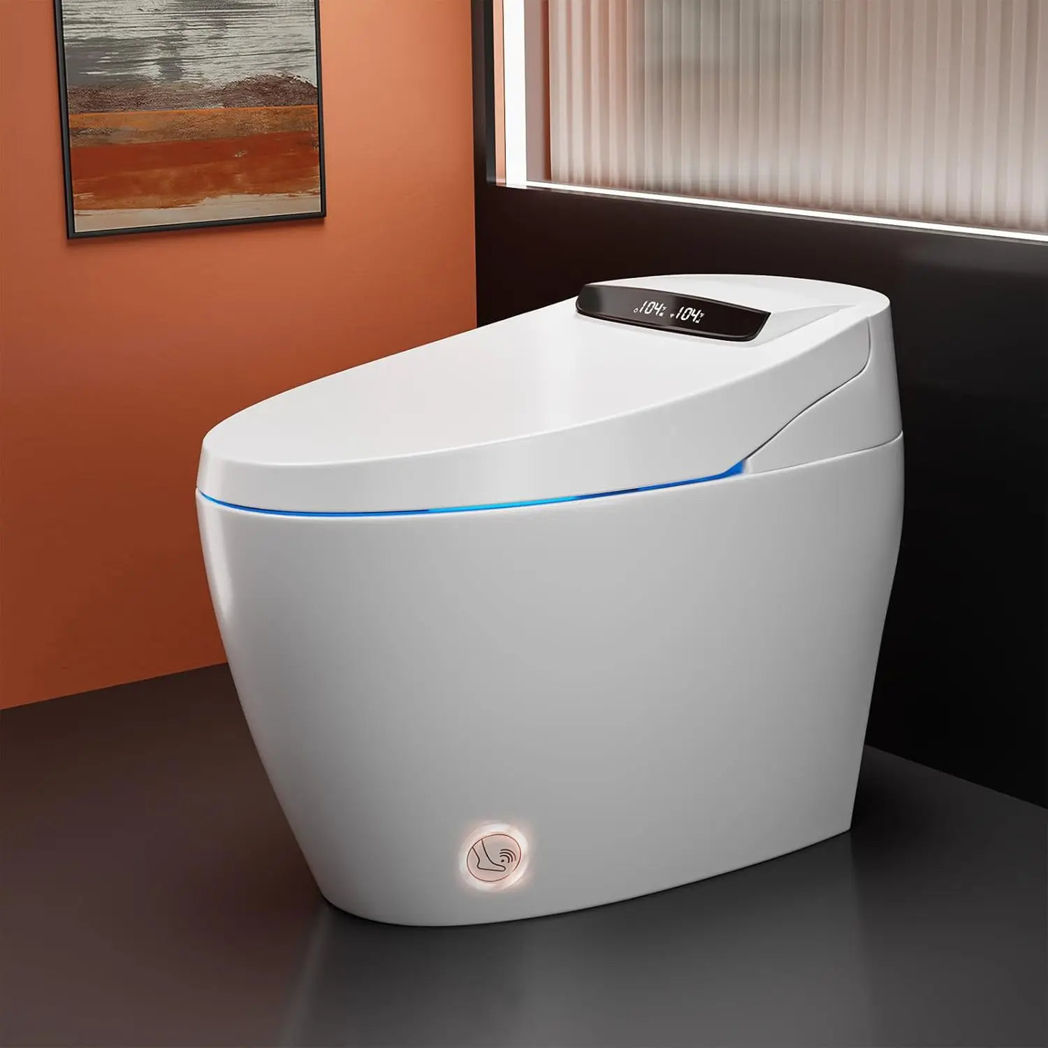 

Smart Toilet with Bidet Built In,One Piece Bidet Toilet with Foam Shield,Elongated Tankless Toilet with LED, Customized