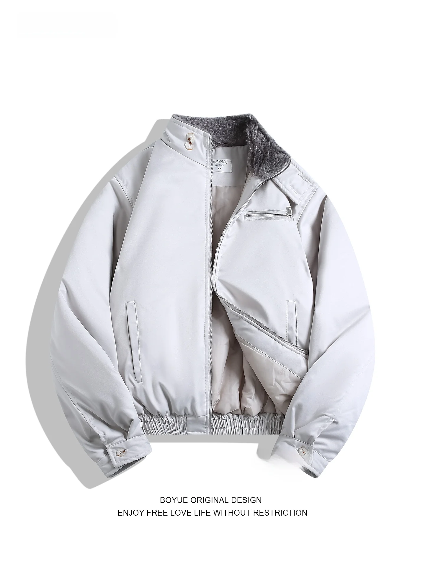 

Мужская зимняя куртка Boyue из утепленного хлопка с воротником-стойкой, отделкой из меха, теплая, модная, повседневная, молодежная, на молнии