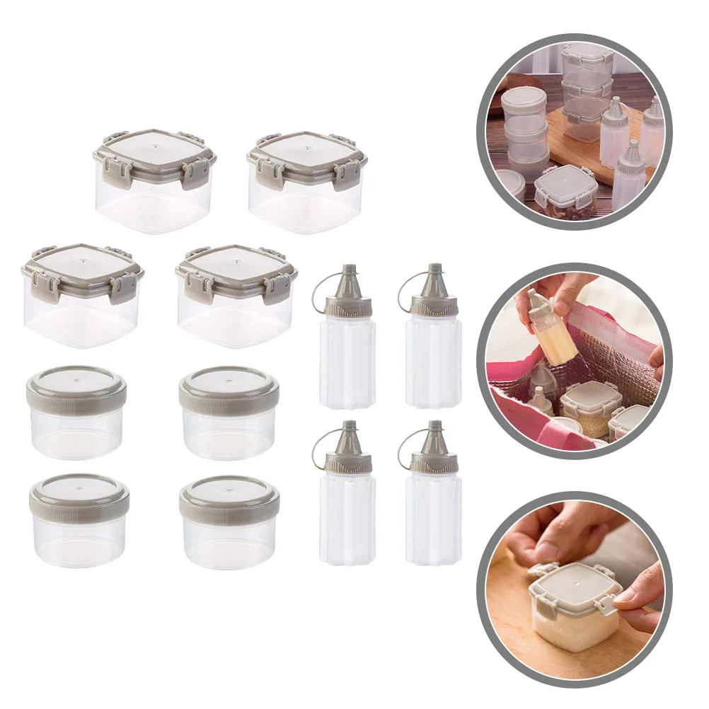 12Pcs Spice Jar Set Plastic Seasoning Containers Wide Mouth Easy Open Storage Holders for Kitchen Condiments Bbq Sauce Honey