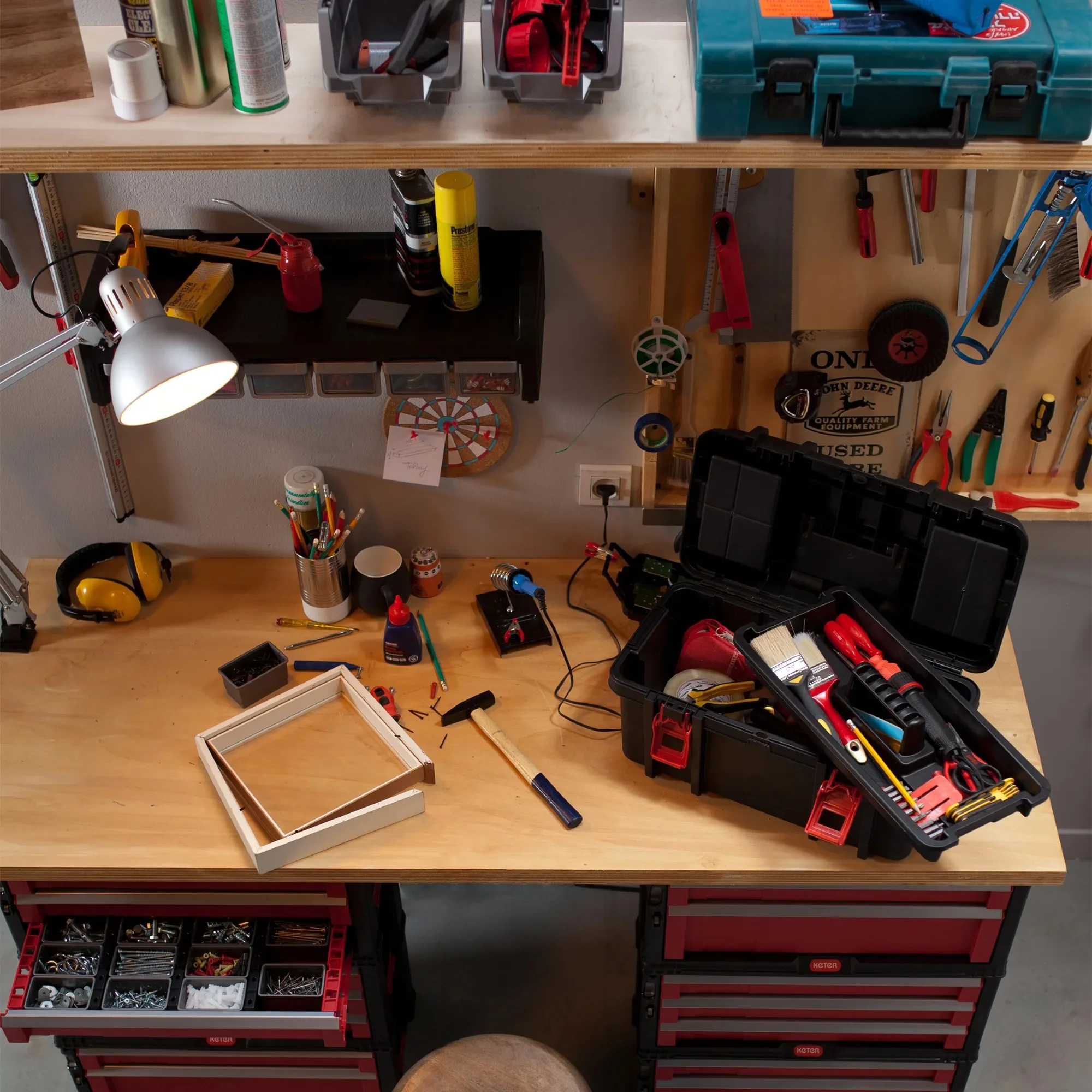 صندوق أدوات Hyper Tough مقاس 16 بوصة، أدوات بلاستيكية وتخزين الأجهزة، أسود