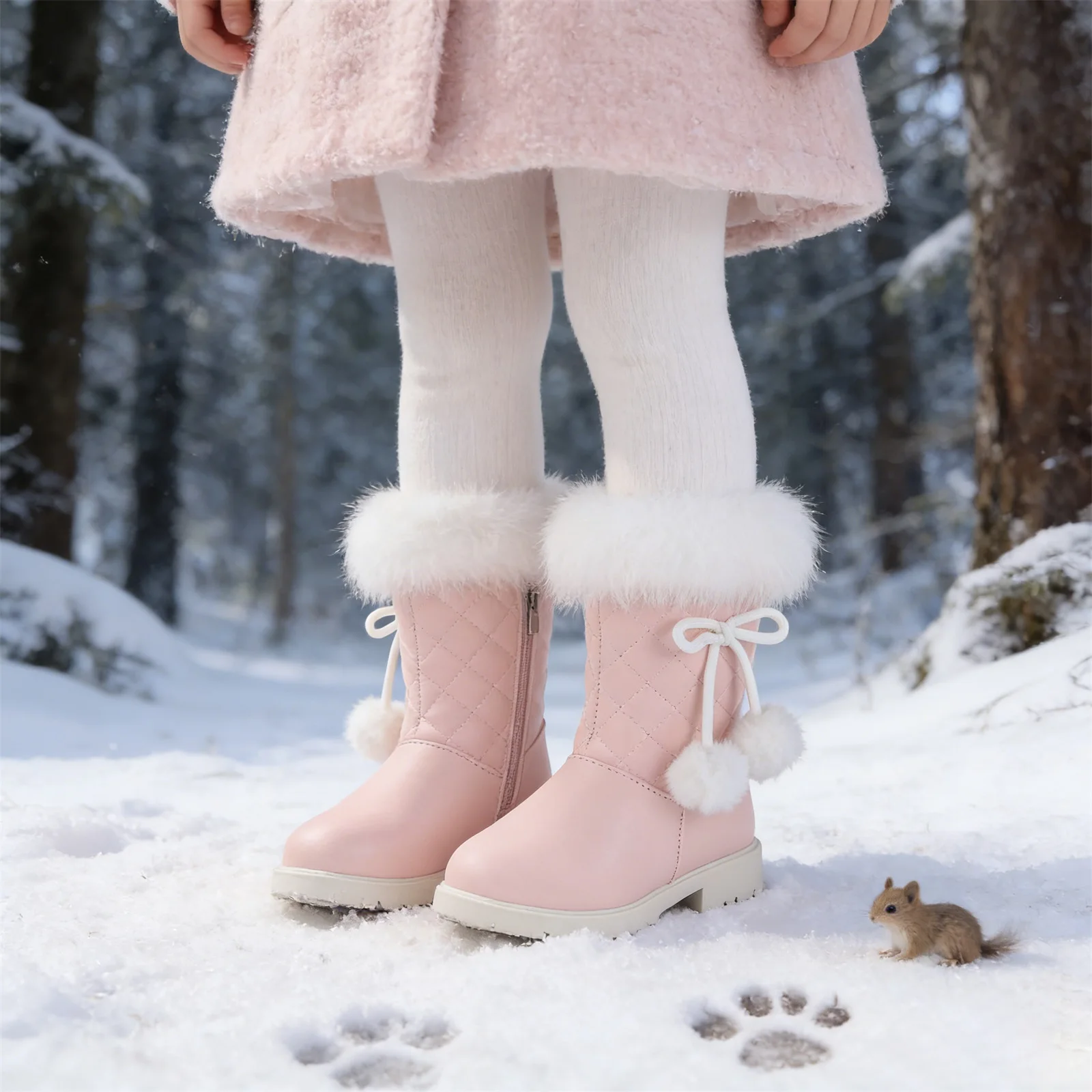 

Осенне-осенняя теплая обувь для девочек, утолщенные модные и удобные теплые ботинки с помпонами, нескользящие зимние ботинки с боковыми молниями