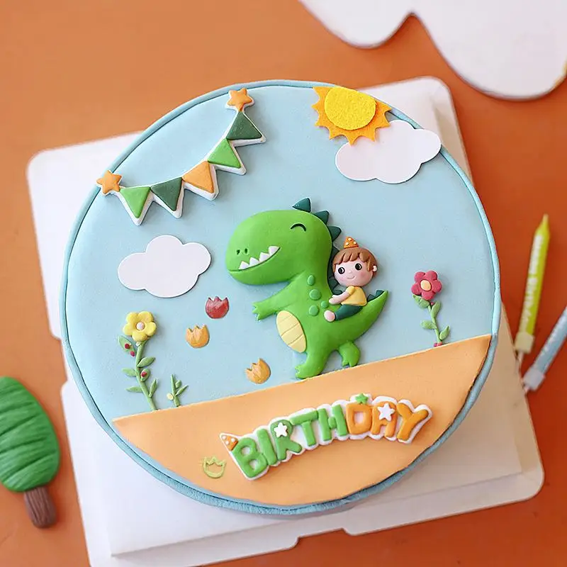 Décoration de Gâteau d'Anniversaire en Forme de Dinosaure pour Garçon et Fille, Décor de ixpour Enfant